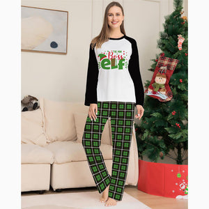 Christmas Letter Green Plaid Family Matching Pajamas Sets