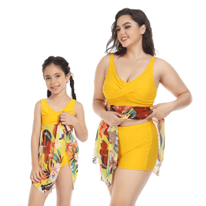 🎉Spring Sale 50% Off - Plus Size Ruffle Floral Print One-Piece Mommy and Me Swimsuit