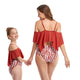 🎉Spring Sale 50% Off - Off Shoulder Top & Stripe Bottom Mommy and Me Swimsuit