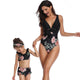 Floral Print Deep V One-Piece Mommy and Me Swimsuit