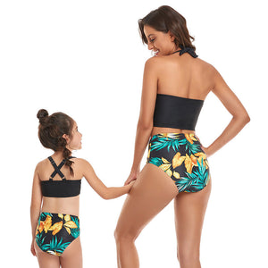 🎉Spring Sale 50% Off - Halter Drawstring Top & Floral Bottom Mommy and Me Swimsuit