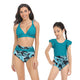 🎉Spring Sale 50% Off - Solid Top & Floral High Waist Bottom Mommy and Me Swimsuit