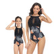 🎉Spring Sale 50% Off - Mother Daughter Swimsuits One-Piece Halter Floral Transparent Swimsuit