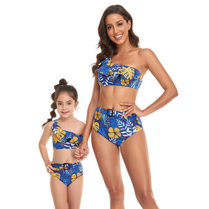 🎉Spring Sale 50% Off - Ruffled Split High Waist Tie Bikini Mommy and Me Swimsuit