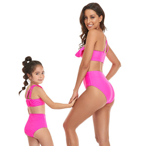 🎉Spring Sale 50% Off - Ruffled Split High Waist Tie Bikini Mommy and Me Swimsuit