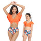 Ruffled Deep V Top & Floral Bottom Mommy and Me Swimsuit