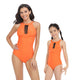 🎉Spring Sale 50% Off - Mother Daughter Swimsuits One-Piece Halter Floral Transparent Swimsuit