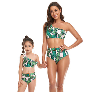 🎉Spring Sale 50% Off - Ruffled Split High Waist Tie Bikini Mommy and Me Swimsuit