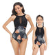 🎉Spring Sale 50% Off - Halter Floral Transparent One-Piece Mommy and Me Swimsuit