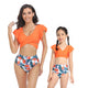 Ruffled Deep V Top & Floral Bottom Mommy and Me Swimsuit