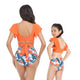 Ruffled Deep V Top & Floral Bottom Mommy and Me Swimsuit