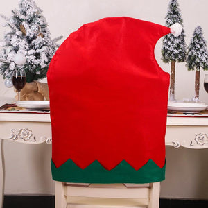 Christmas Chair Back Covers Elf Design Santa Hat