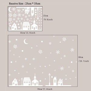 Snowy Night Village Wall Sticker