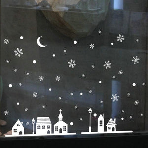 Snowy Night Village Wall Sticker